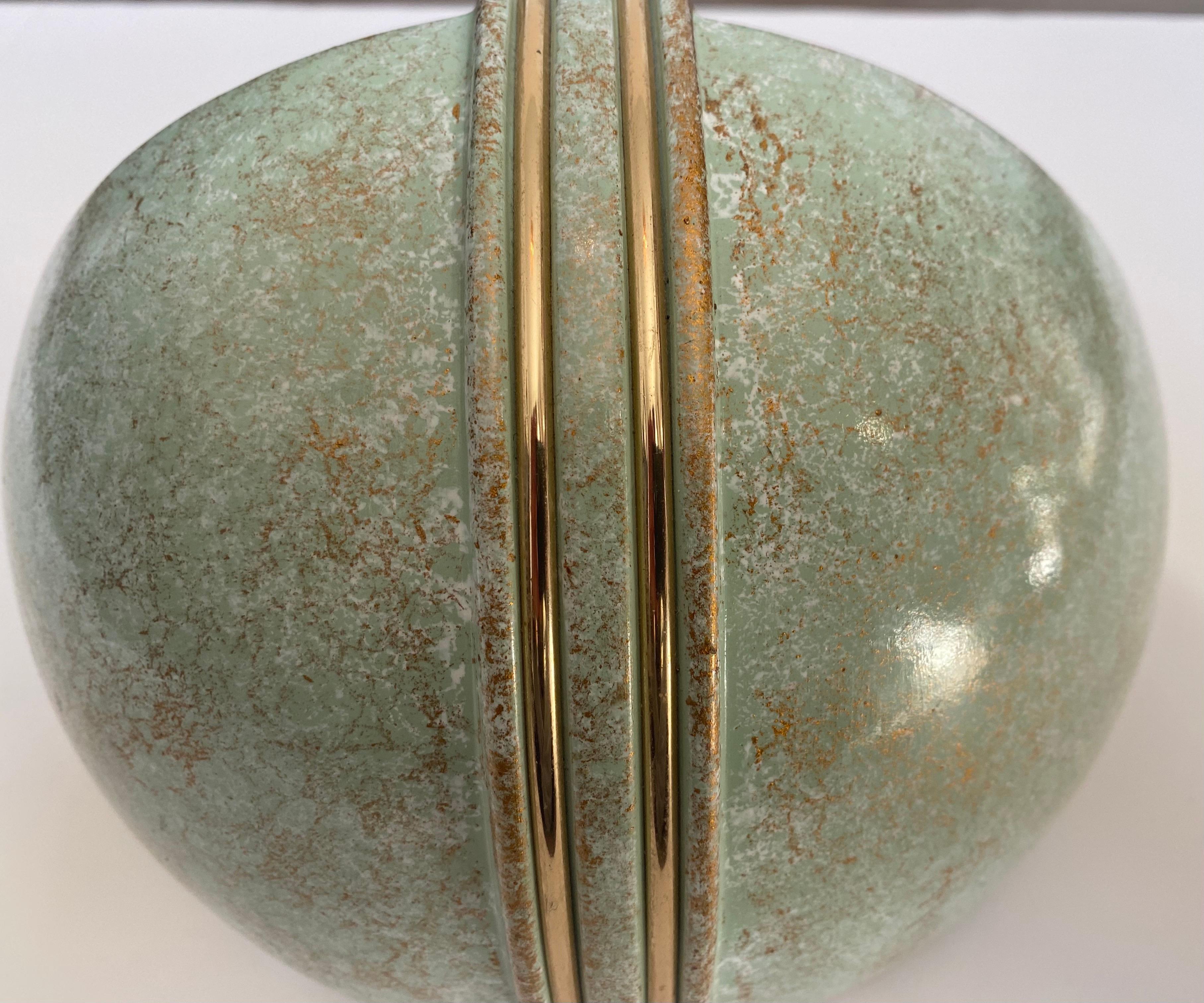 Pair of French 1980s Ceramic Verdigris Demilune Wall Lights Uplight Sconces For Sale 4