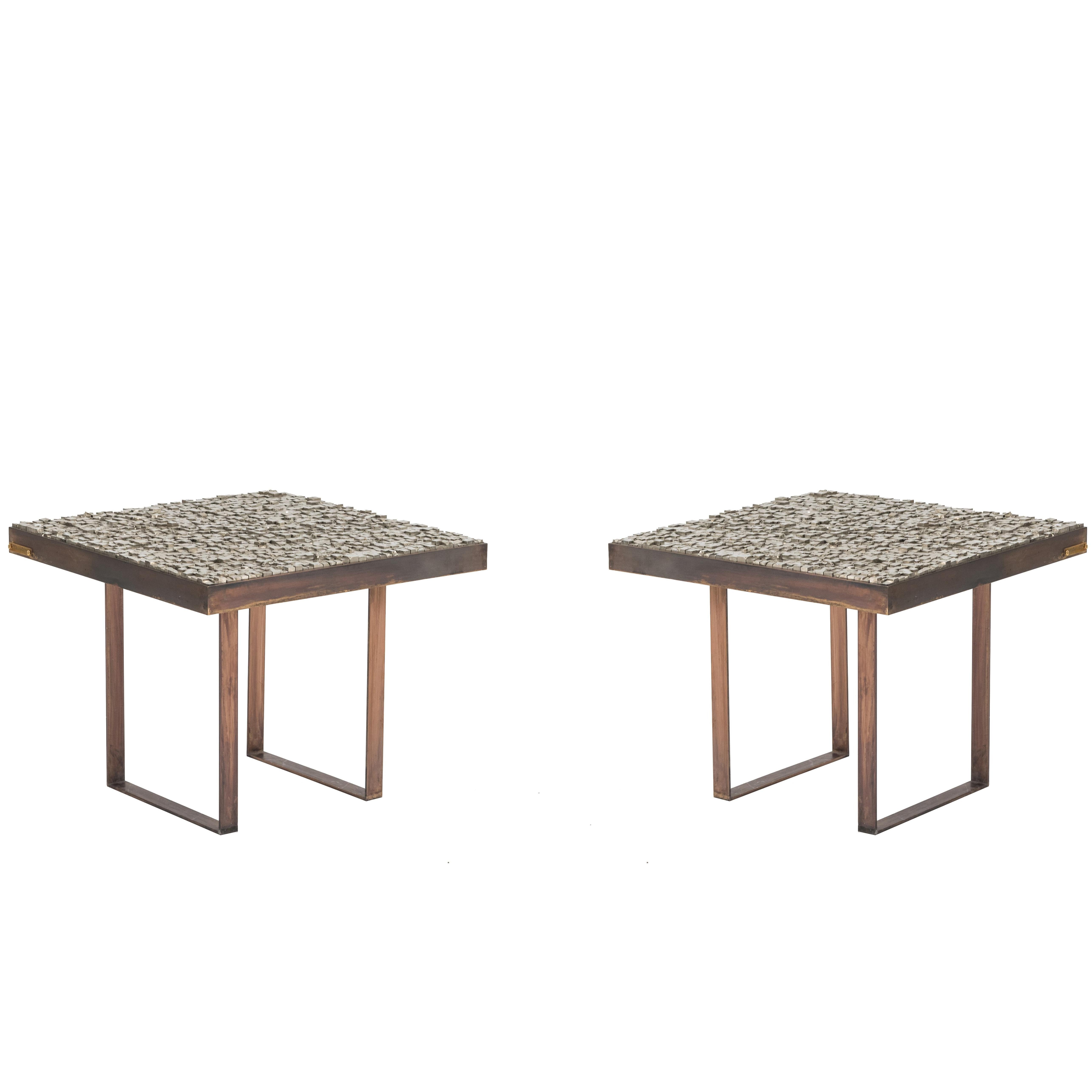 Pair of French (1980s) Post-War Design End / Side Tables 