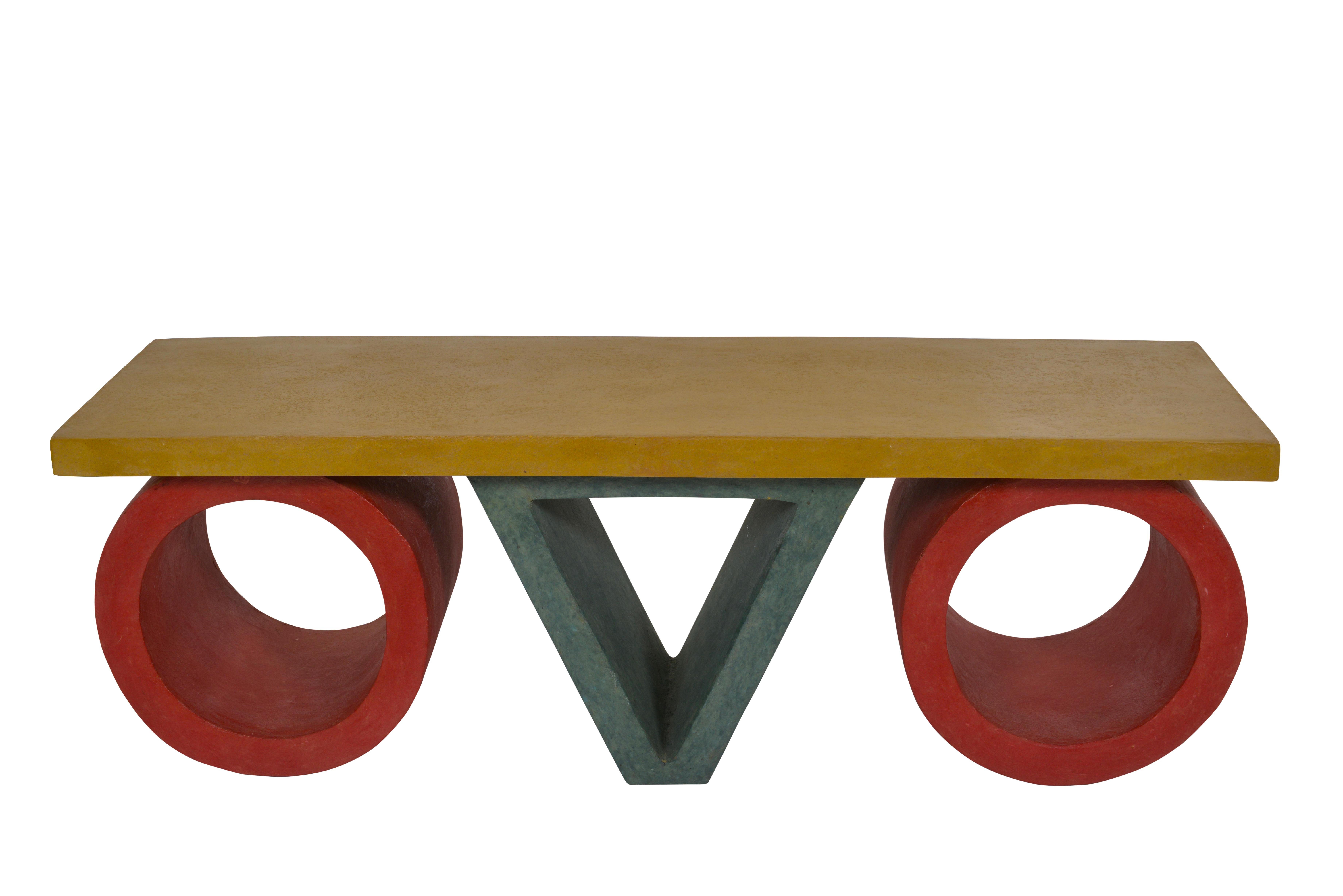 Off the wall pair of coffee tables in the French Postmodern style. Postmodernism originated in the late 1970s as a response to Modernism. It is characterized by the return of ornament and symbol to form. Modernism was ‘reductive’, Postmodernism is