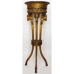 Pair of French 19th-20th Century Giltwood Carved Standing Pedestal Planters