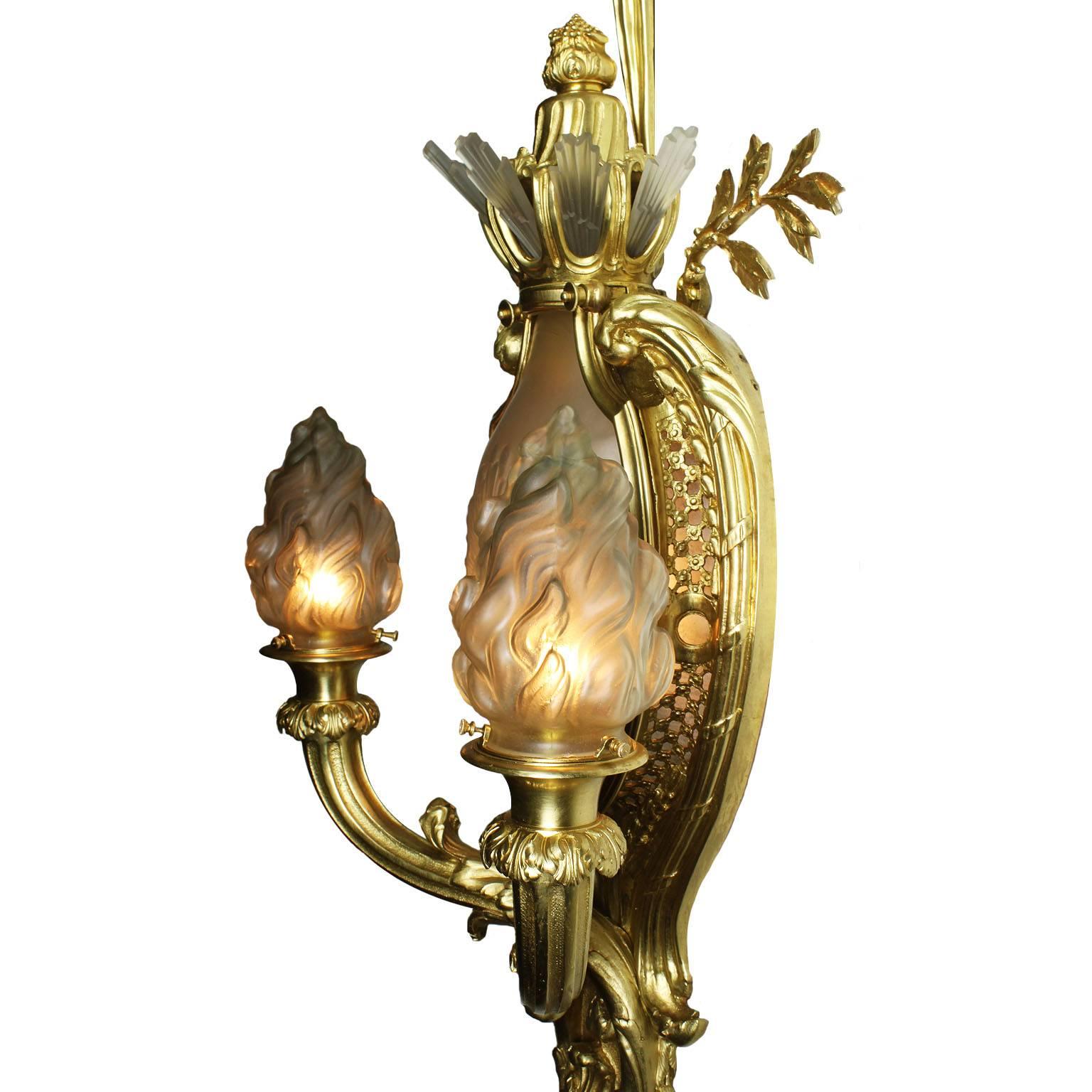 Pair of French 19th-20th Century Louis XV Style Figural Wall Lights with Lions 3