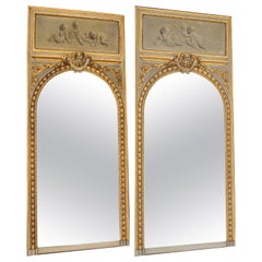 Pair of French 19th-20th Century Louis XV Style Giltwood Carved Trumeau Mirrors