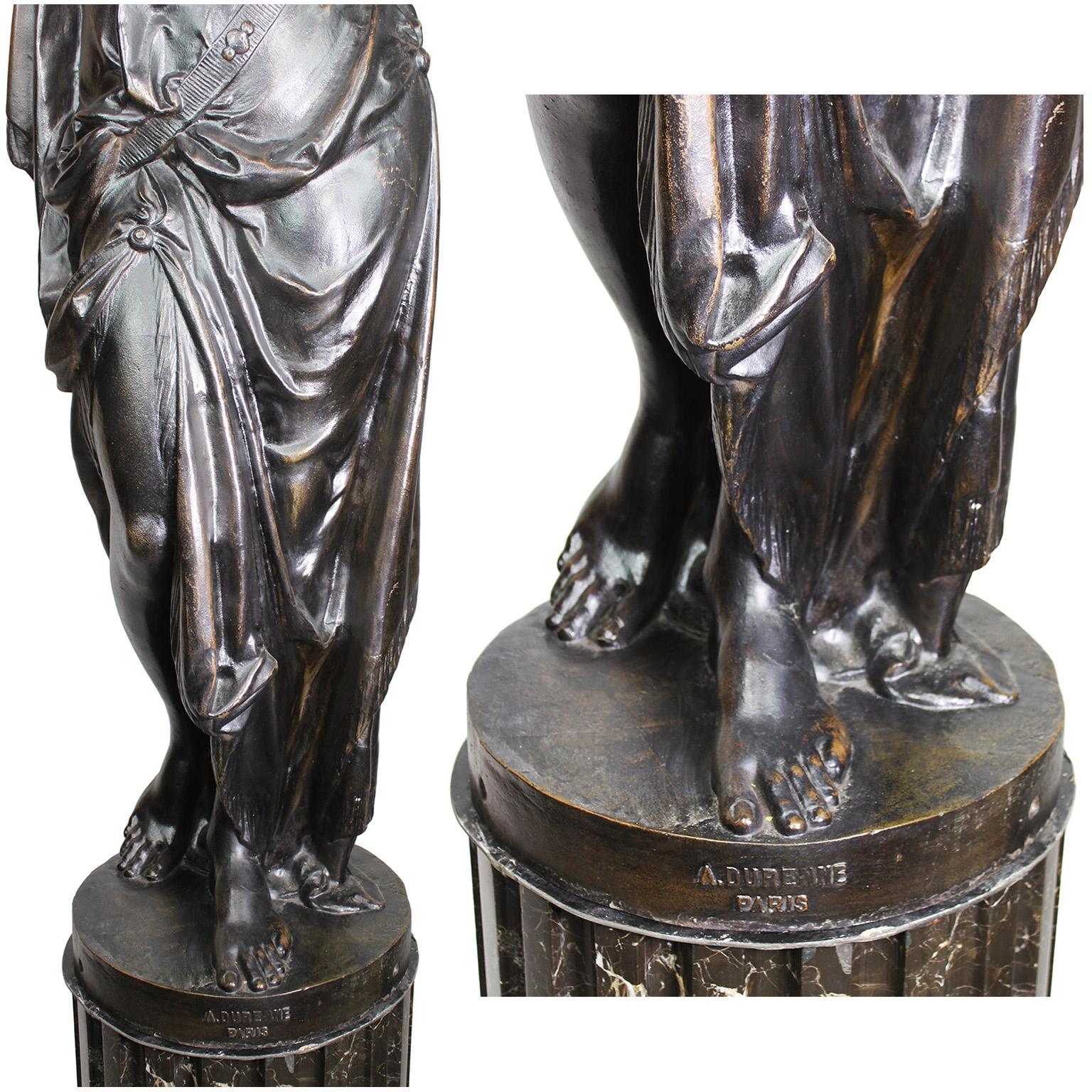 Pair of French 19th-20th Century Neoclassical Style Cast Iron Figural Torchères For Sale 7