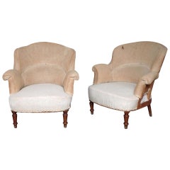Pair of French 19th Century Armchairs in Muslin