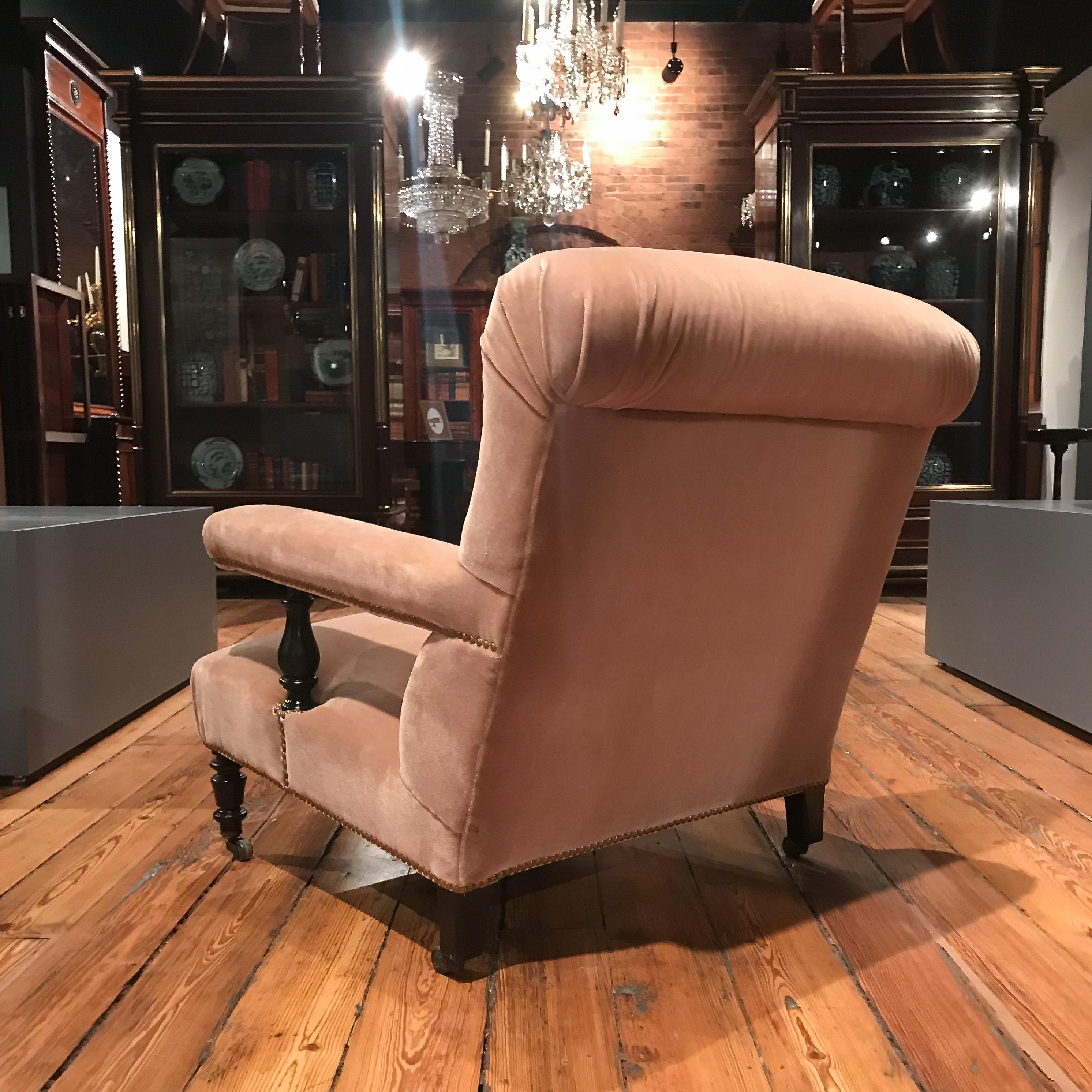 Wood Pair of French 19th Century Armchairs with Mohair Upholstery