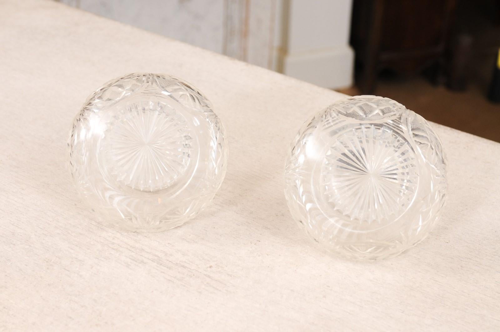 Pair of French 19th Century Baccarat Crystal Perfume Bottles with Cutaway Motifs For Sale 11