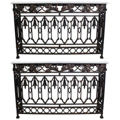 Used Pair of French, 19th Century Baroque Style Wrought Iron Wall Console Tables