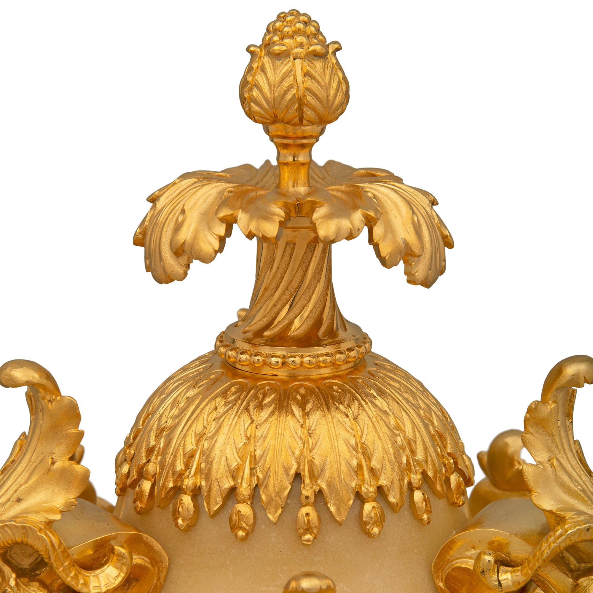 Pair of French 19th Century Belle Époque Period Alabaster and Ormolu Urns For Sale 1