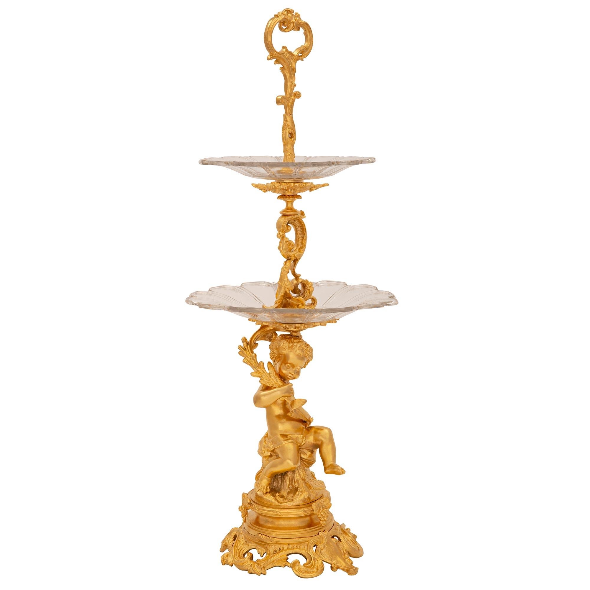 Louis XV Pair of French 19th Century Belle Époque Period Baccarat Crystal Centerpieces For Sale