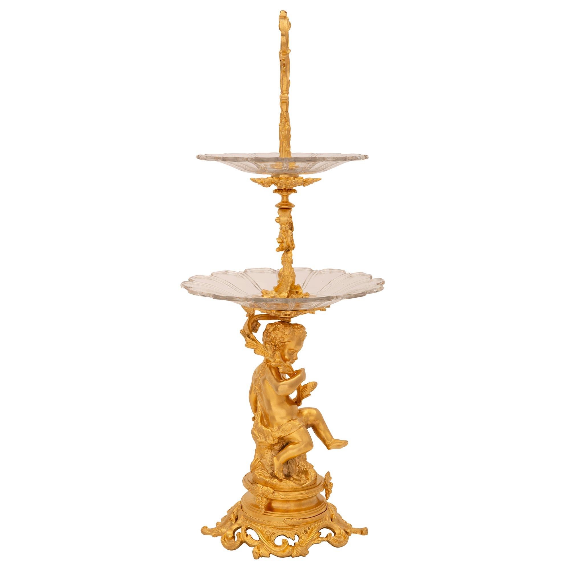 Pair of French 19th Century Belle Époque Period Baccarat Crystal Centerpieces In Good Condition For Sale In West Palm Beach, FL