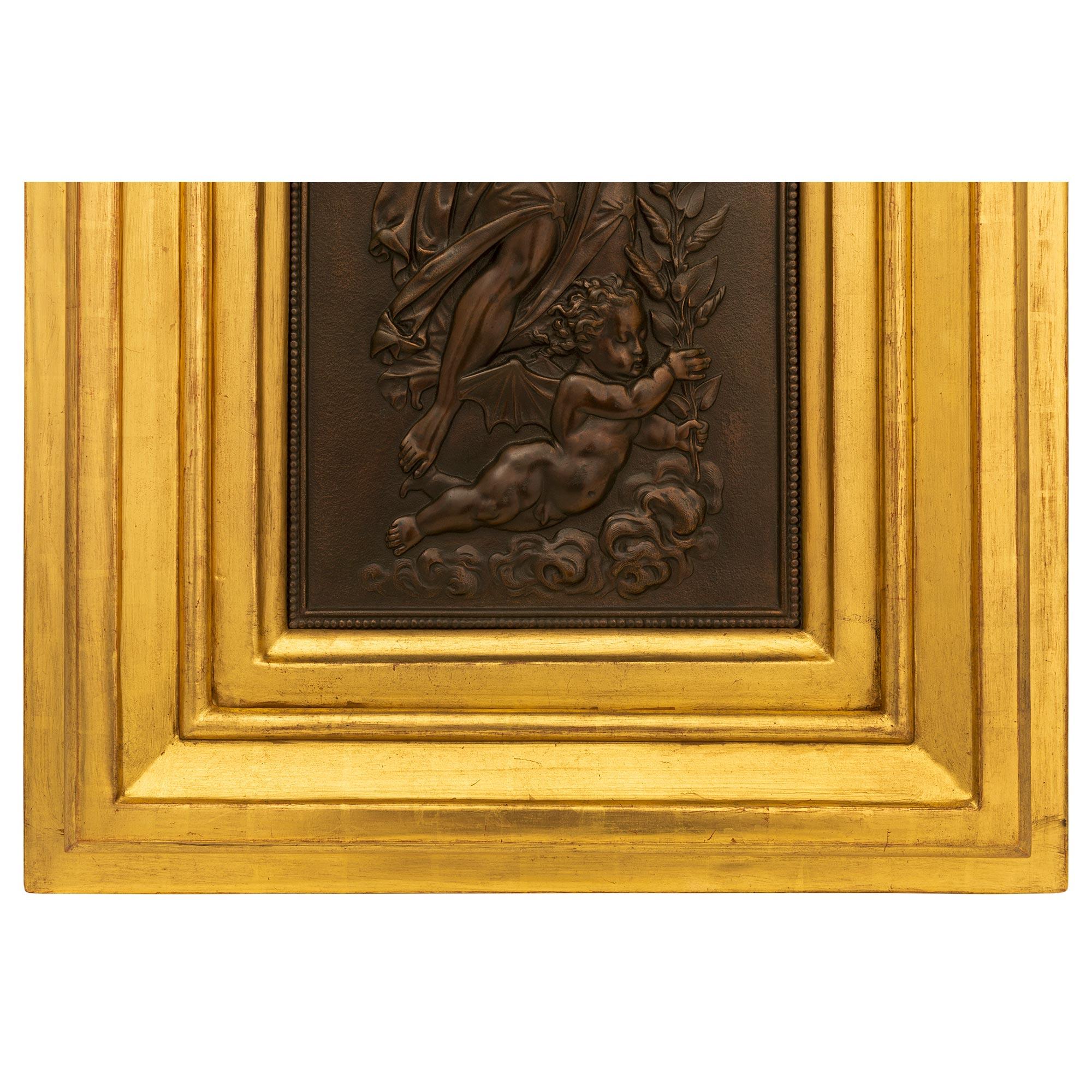 Paar Französisch 19. Jahrhundert Belle Epoque Periode Bronze & Giltwood Wandtafeln im Angebot 3