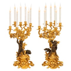 Vintage Pair of French 19th Century Belle Époque Period Candelabra Lamps