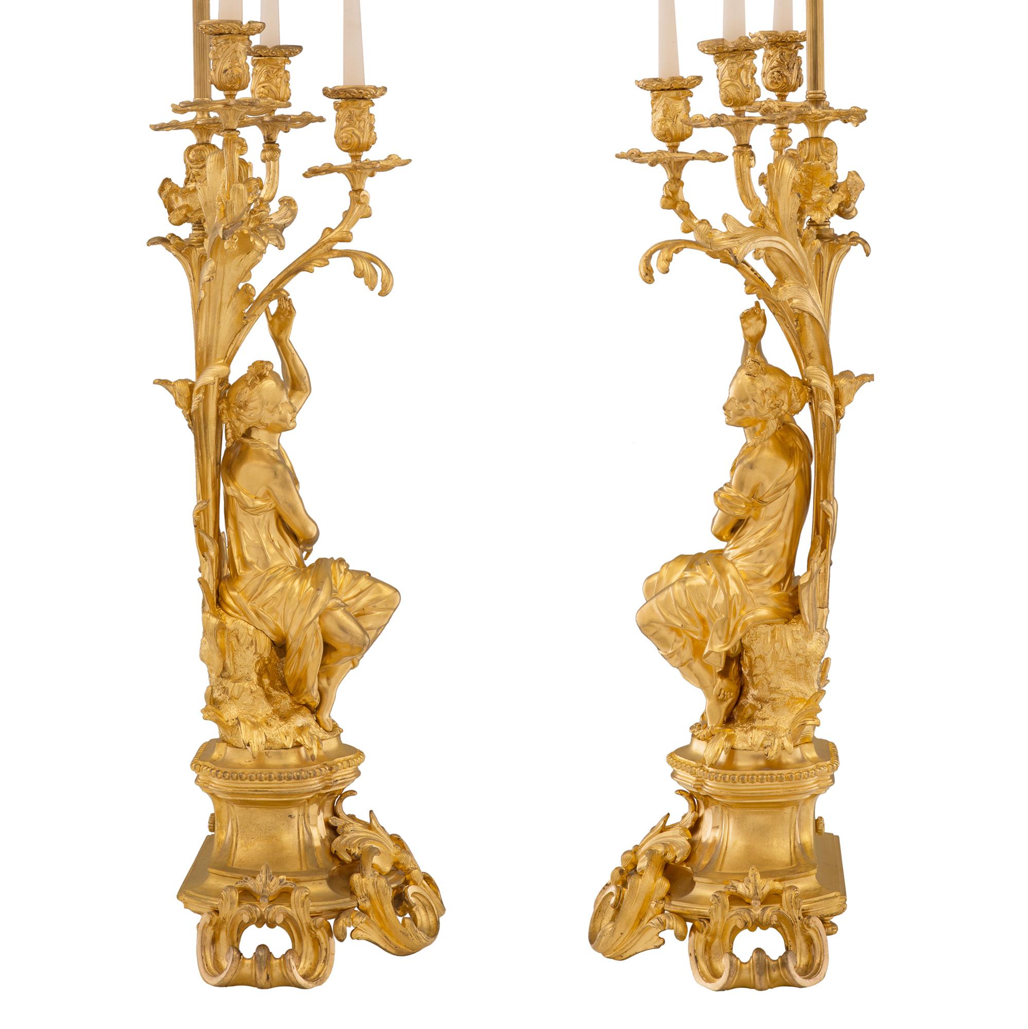 Ormolu Pair of French 19th Century Belle Époque Period Lamps, Signed Picard For Sale