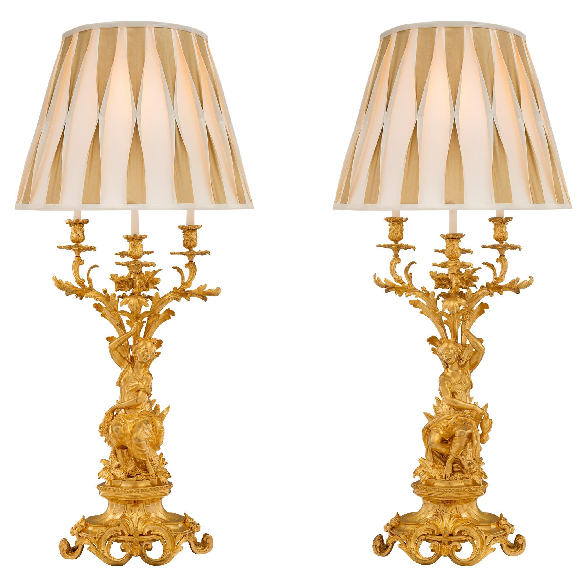 Paire de lampes d'époque Belle Époque du 19e siècle, signée Picard