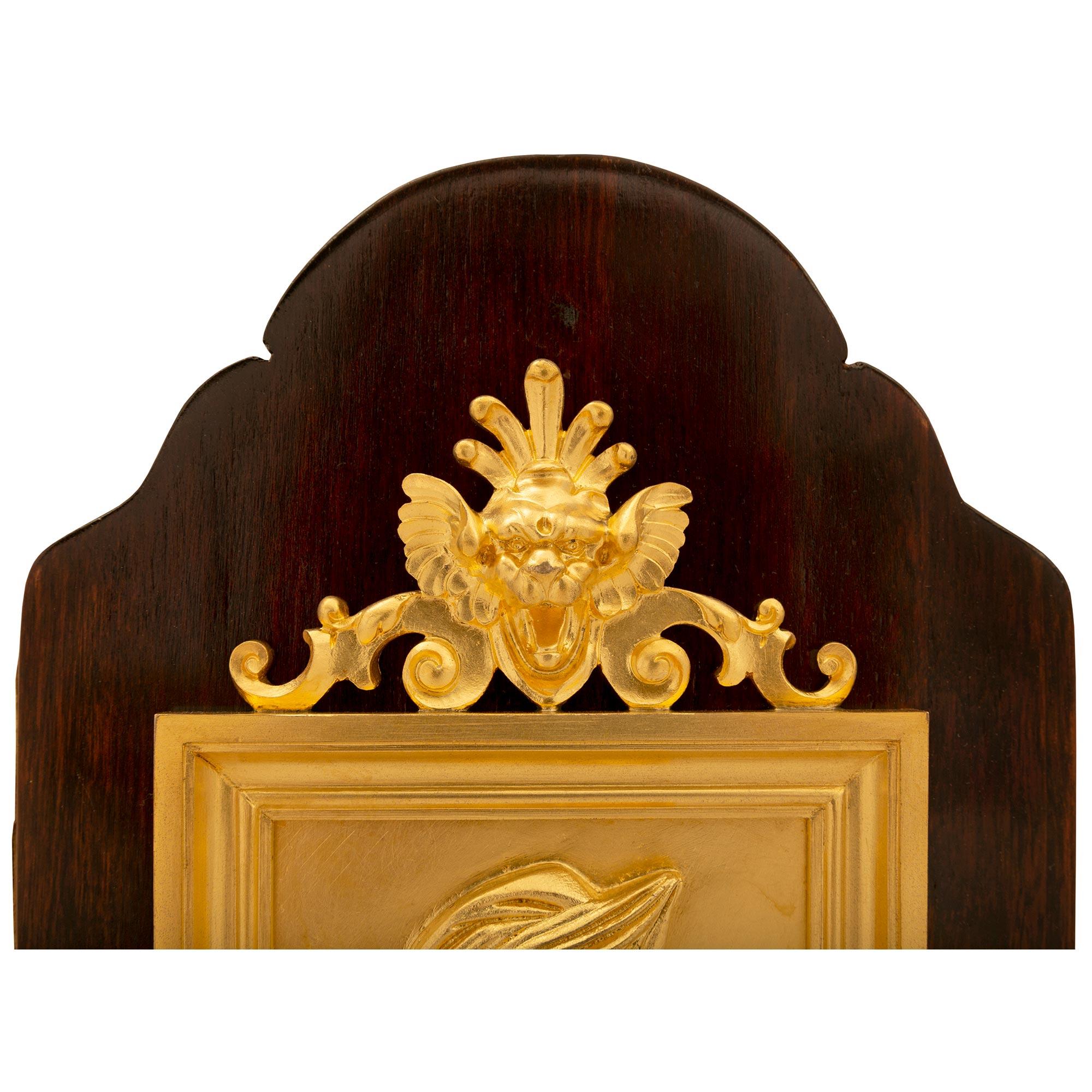 Louis XVI Pair of French 19th Century Belle Époque Period Mahogany & Ormolu Wall Plaques For Sale