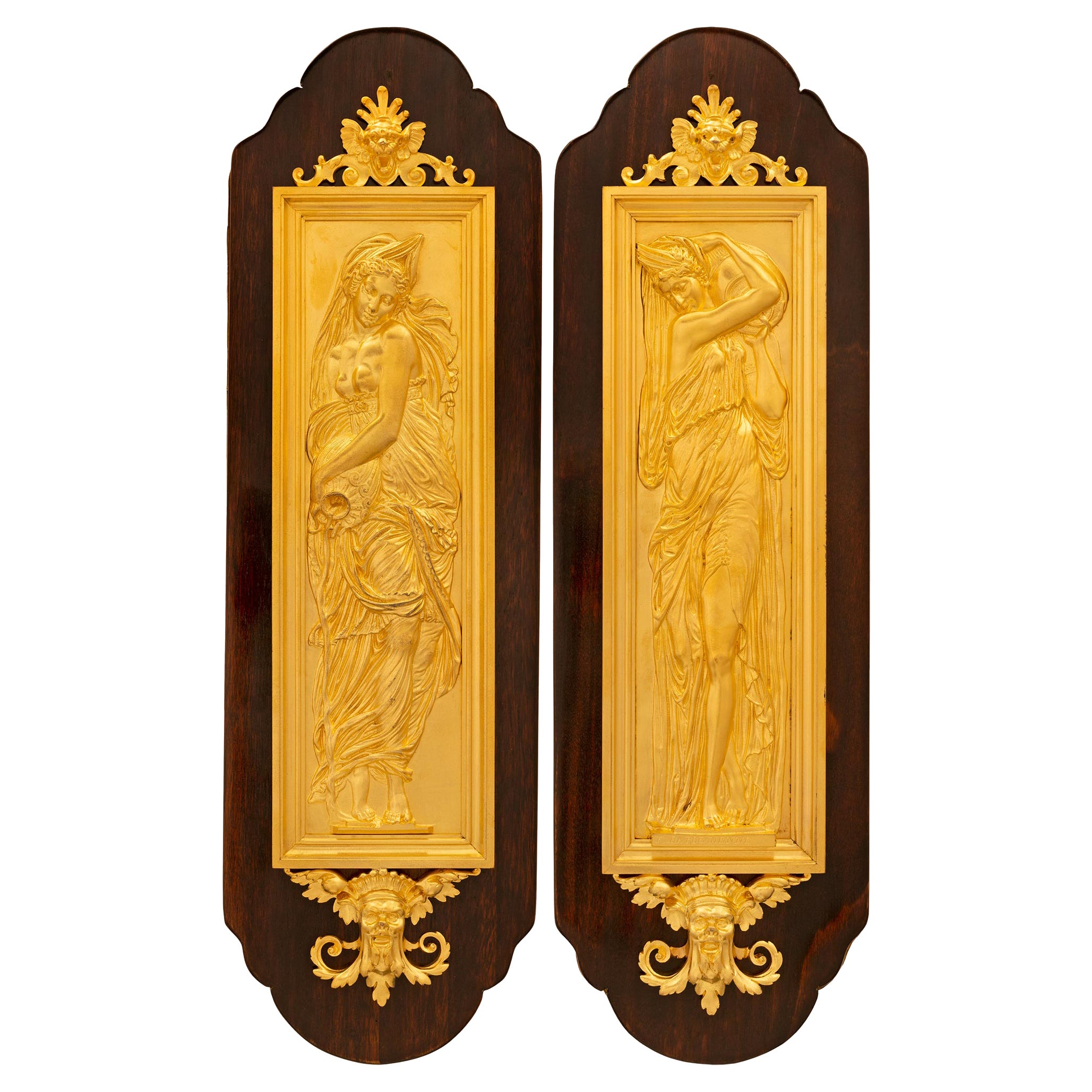 Paar französische Wandtafeln aus Mahagoni und Ormolu aus der Belle Époque des 19.