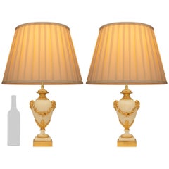 pair of French 19th century Belle Epoque Period Marble and Ormolu lamps