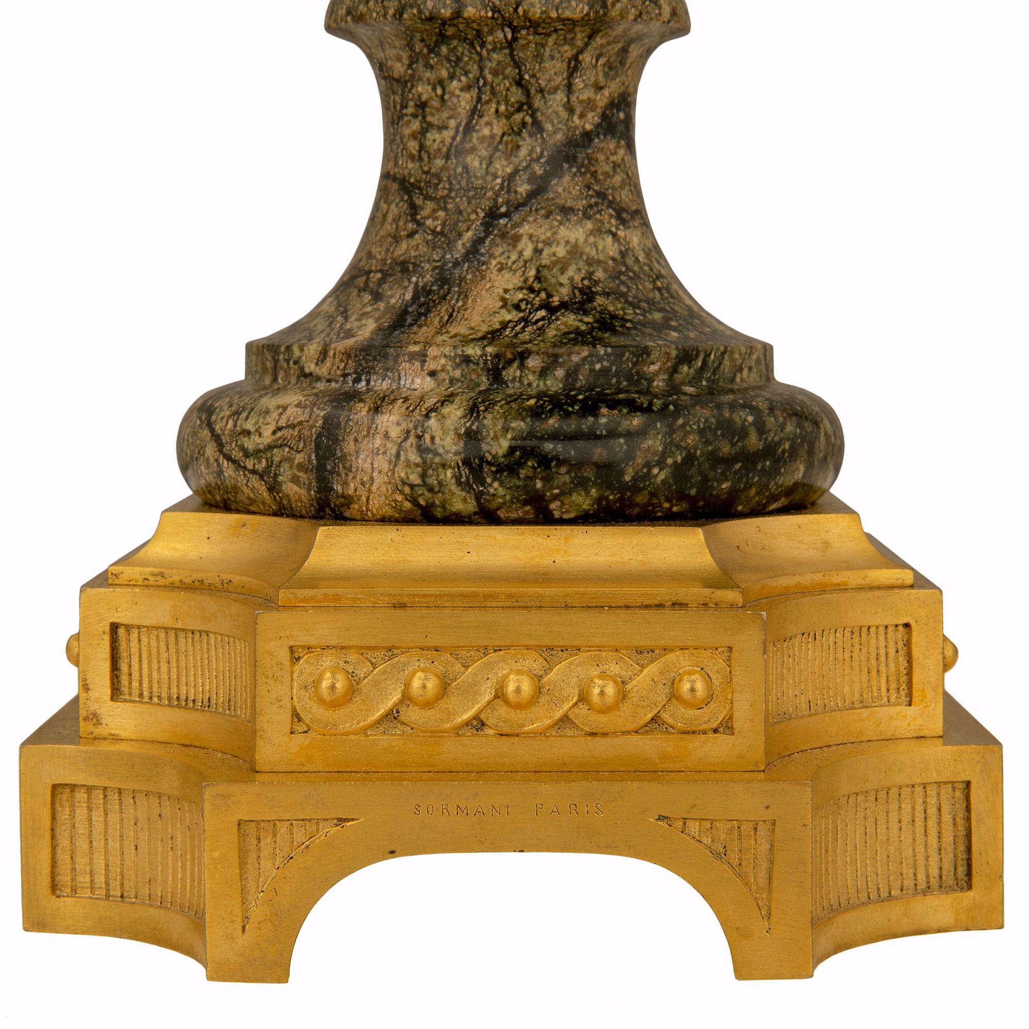 Pair of French 19th Century Belle Époque Period Marble and Ormolu Urns For Sale 4
