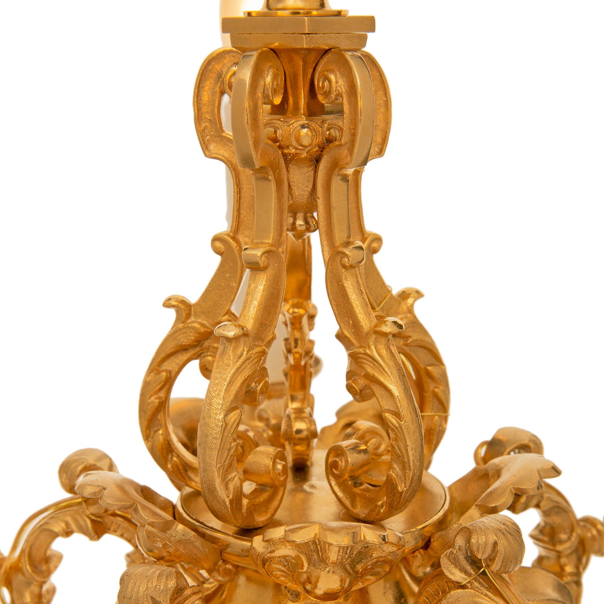 Pair Of French 19th Century Belle Epoque Period Ormolu Chandeliers For Sale 1