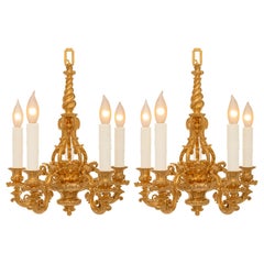 Pareja De Candelabros De Ormolu Franceses Del Periodo De La Belle Epoque Del Siglo XIX