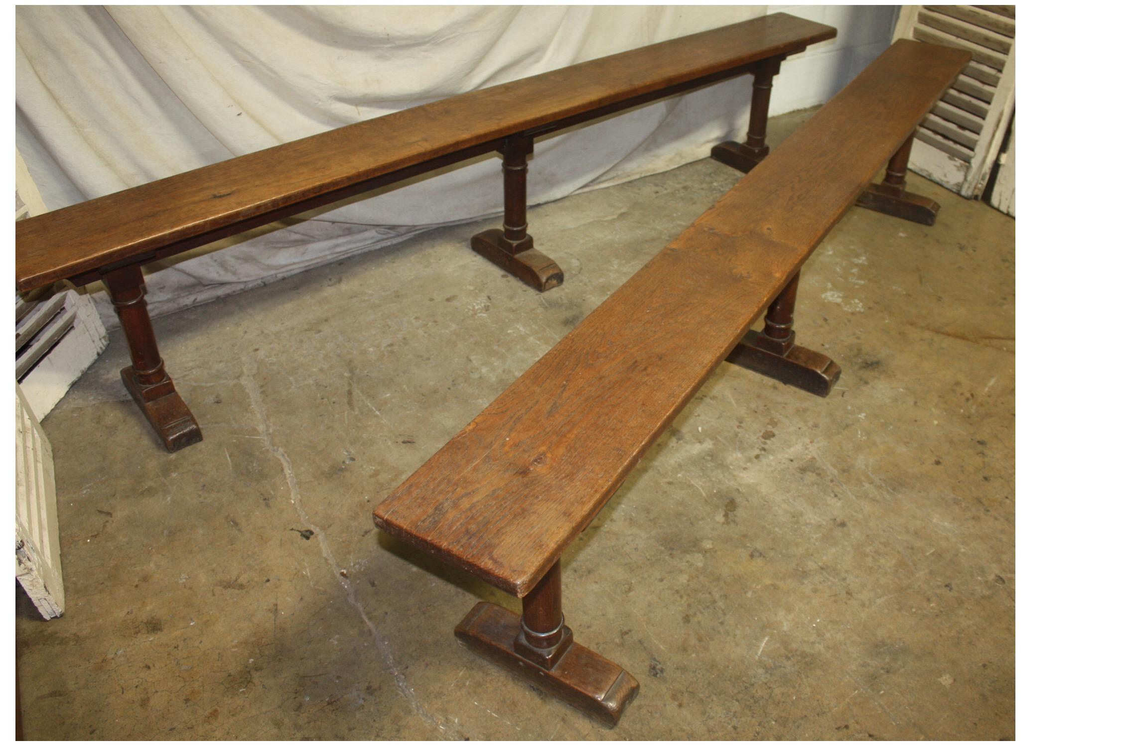 Oak Pair of French 19th Century Benches