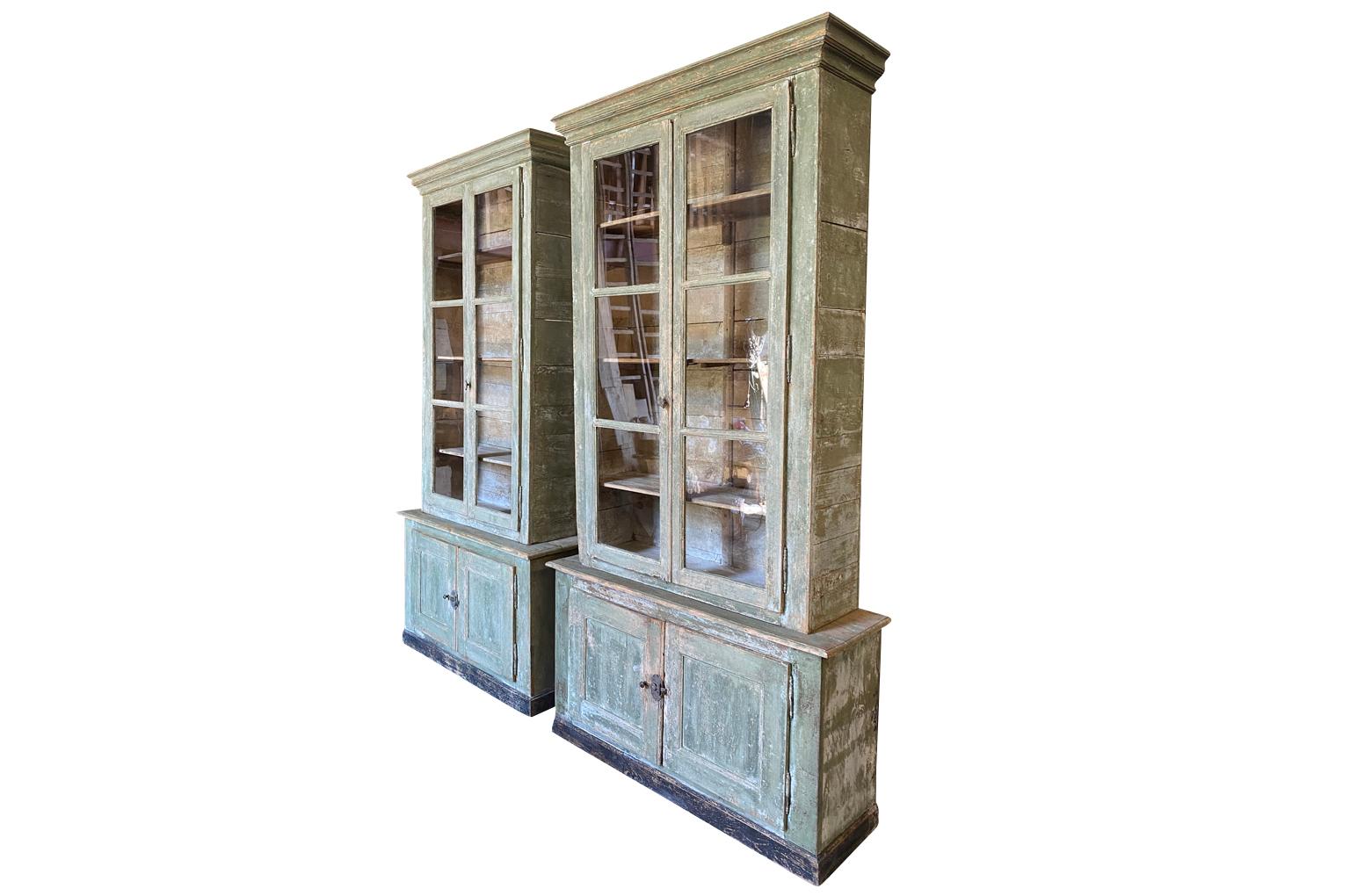 Painted Pair Of French 19th Century Bibliotheques For Sale