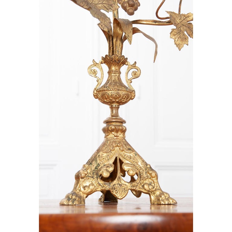 Pair of French 19th Century Brass Altar Candelabra For Sale 3