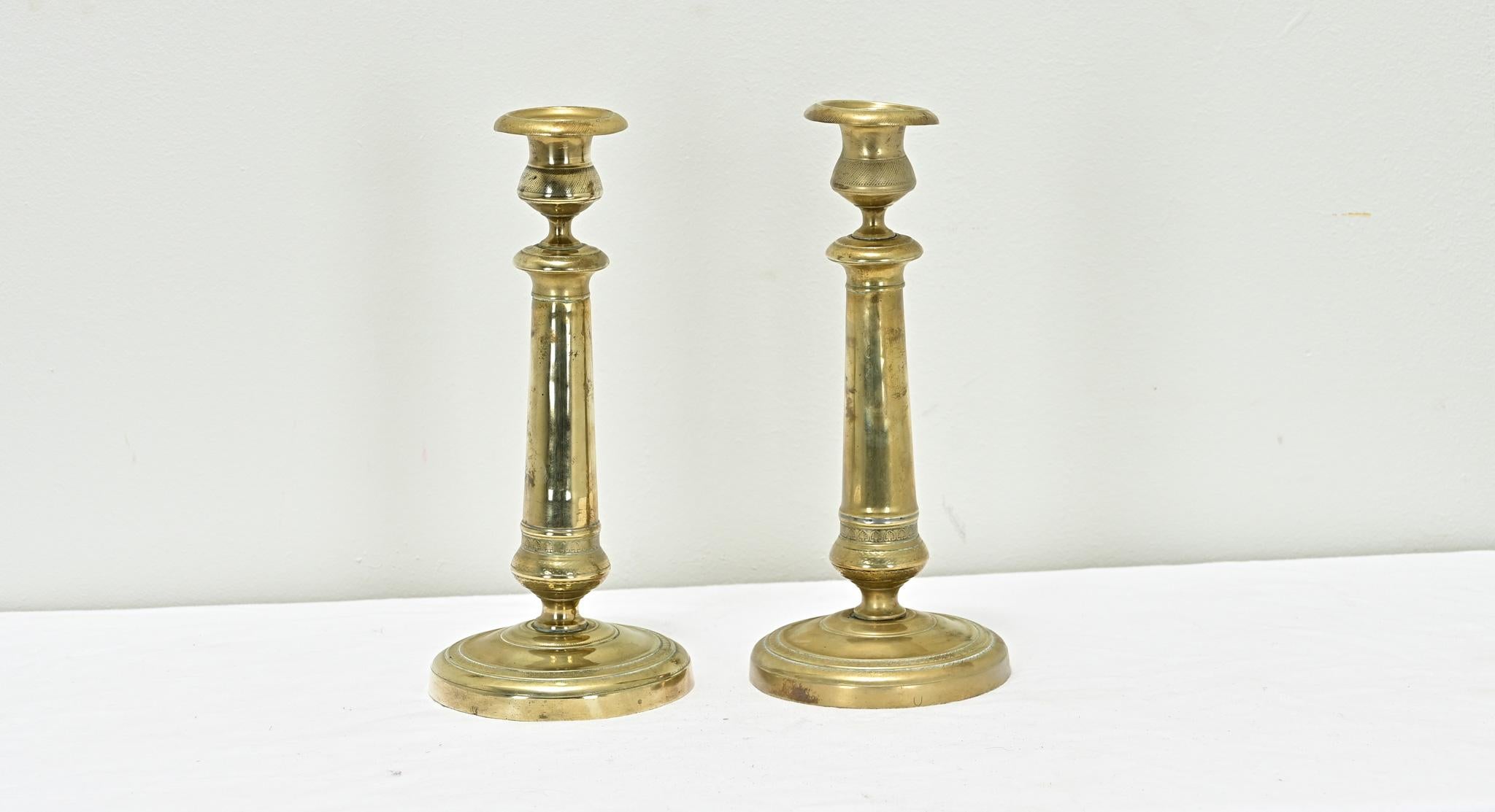 Other Pair of French 19th Century Brass Candlesticks For Sale