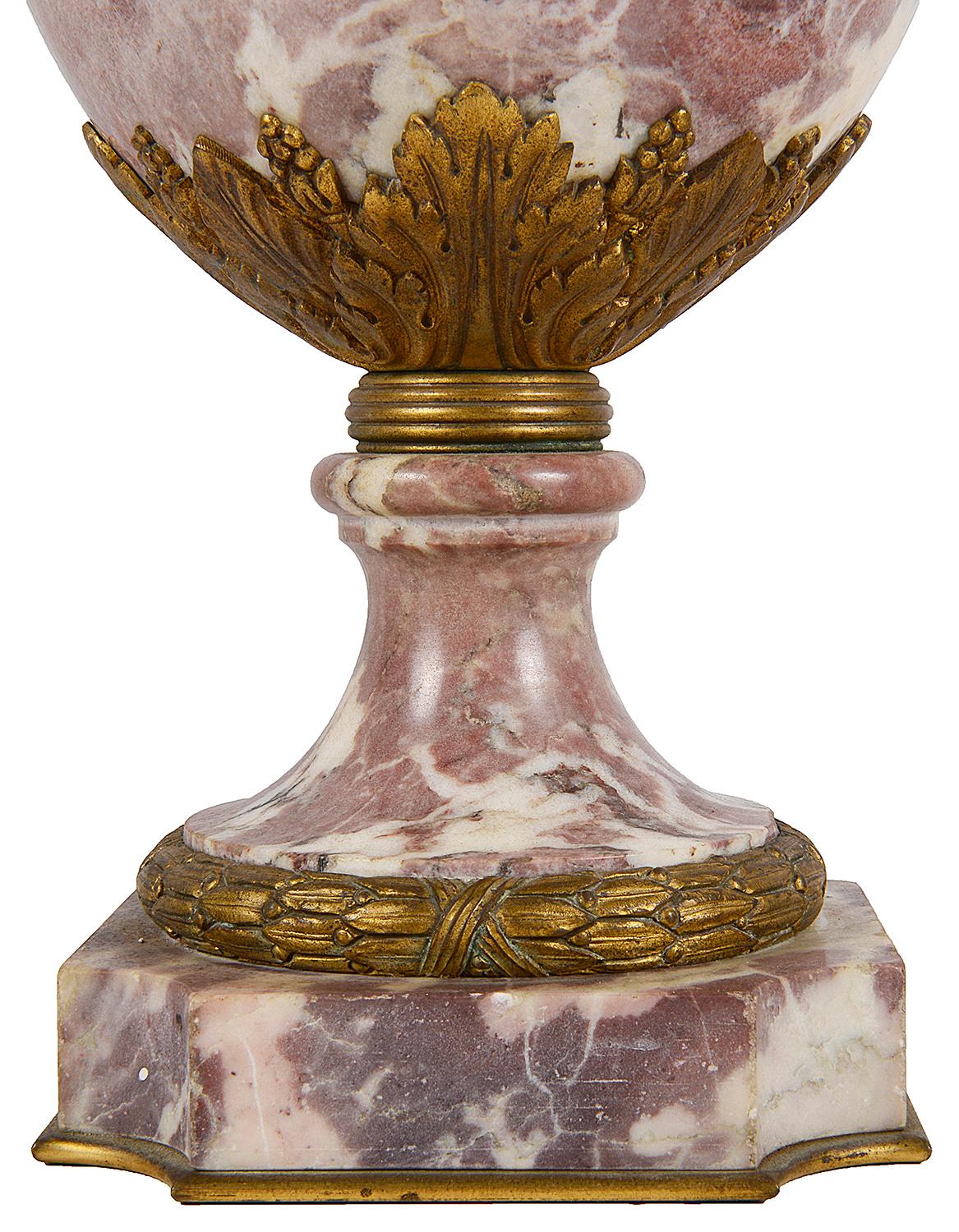 Ormolu Pair of French 19th Century Breccia Marble Vases For Sale