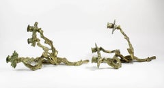 Pair of French 19th Century Bronze 3 Light Rococo Style Candle Sconces