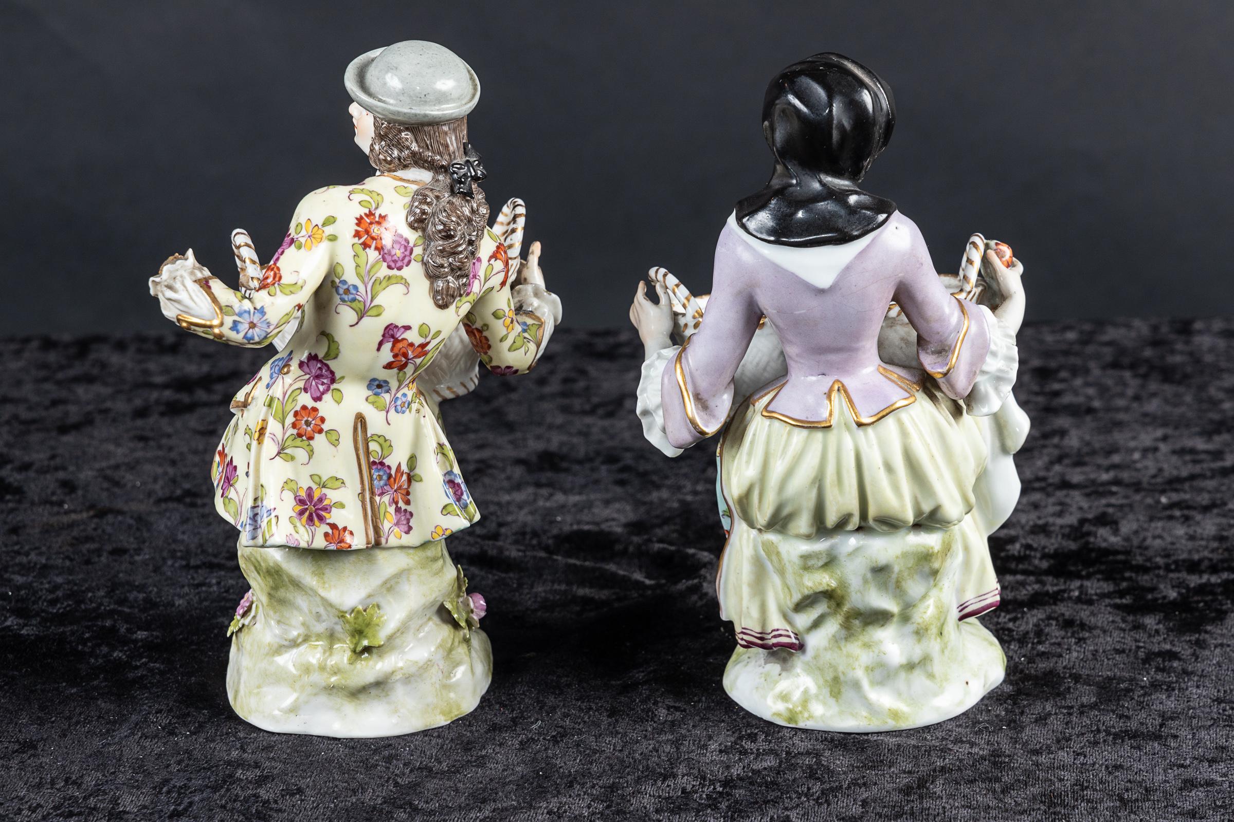 Pair of French 19th Century Bronze d’ore` Candelabra with Meissen Porcelain For Sale 4