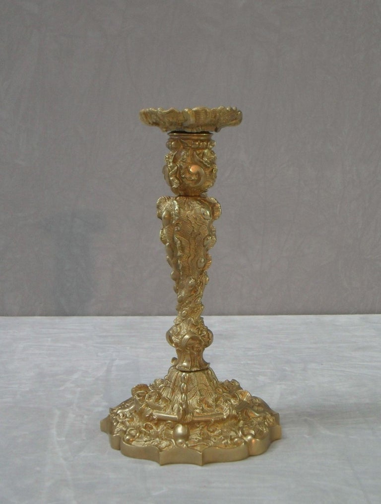 Pair of French 19th Century Bronze Gilt Rococo Style Candlesticks at ...