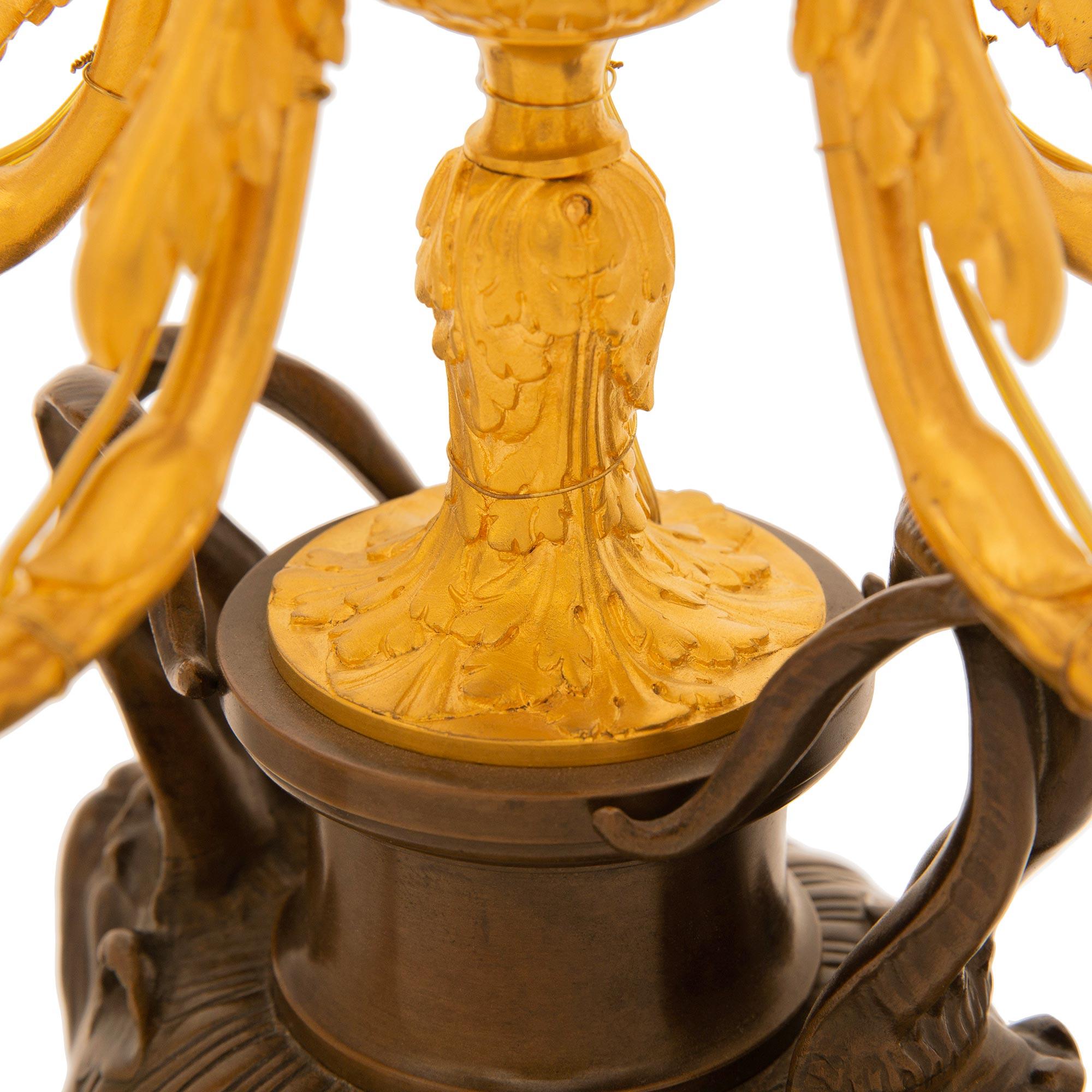 Bronzo Coppia di lampade francesi del XIX secolo in bronzo, ormolu e marmo, firmate Barbedienne in vendita