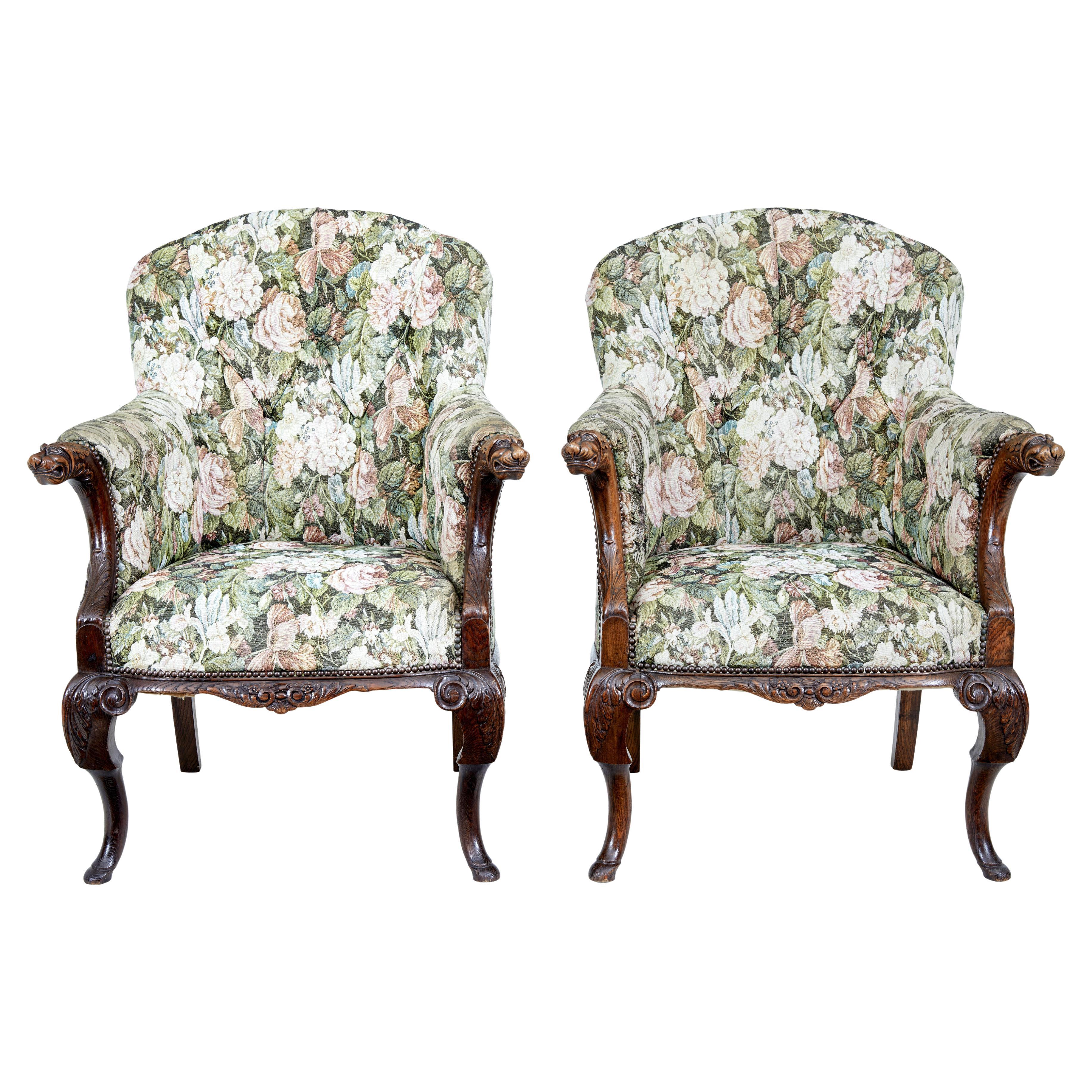 Pair of 19th century French carved walnut armchairs For Sale at 1stDibs