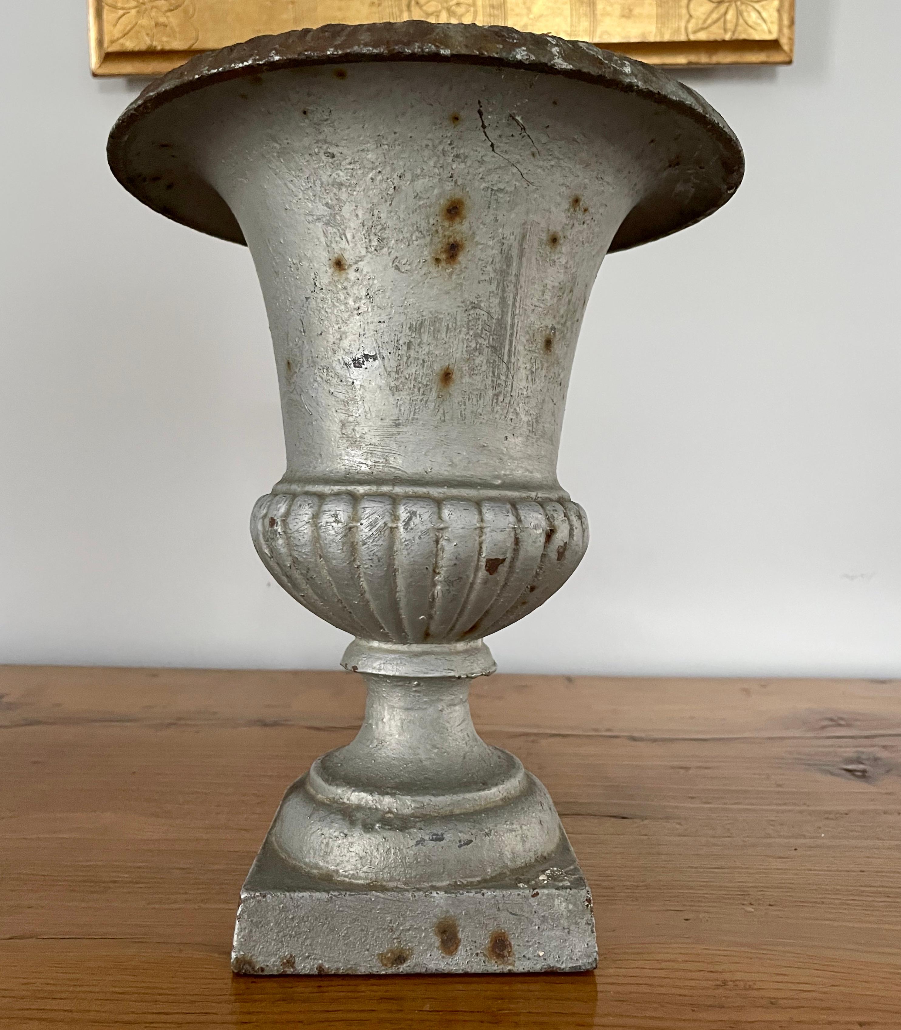Pair of French 19th Century Cast Iron Campana Urns For Sale 11