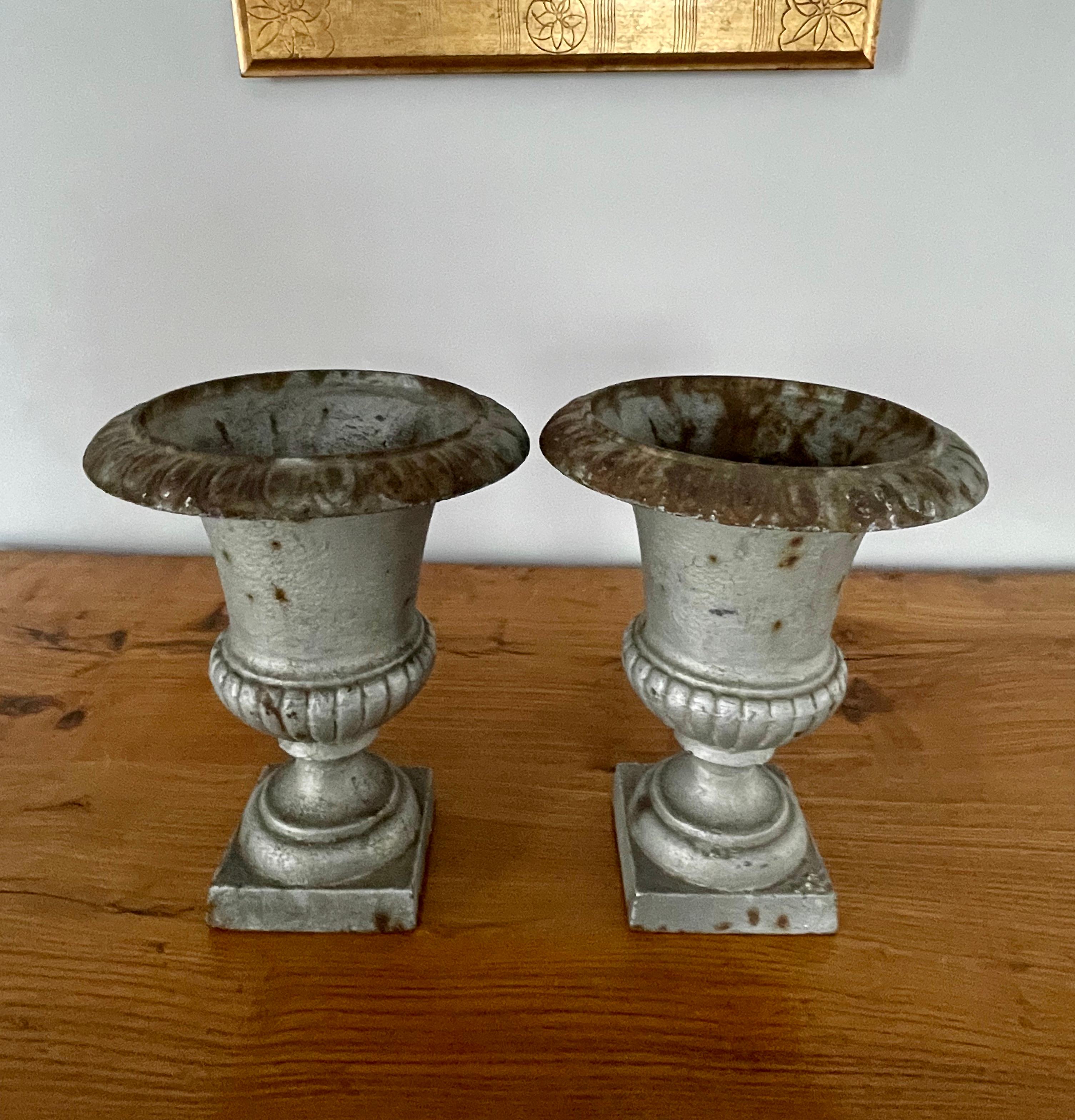 Pair of French 19th Century Cast Iron Campana Urns For Sale 2