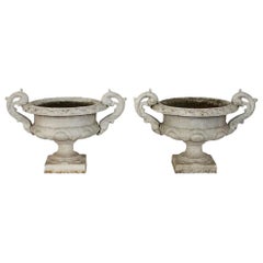 Pair of French 19th Century Cast Iron Garden Urns or Vases Pair of French 19th Century Cast Iron Garden Urns or Vases