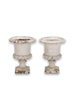 Pair of French 19th Century Cast Iron Urns