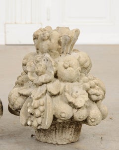 Pair of French 19th Century Cast Stone Fruitage Finials