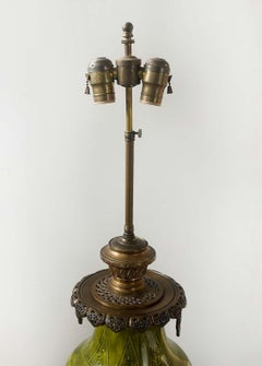 Pair of French 19th Century Ceramic & Bronze Lamps