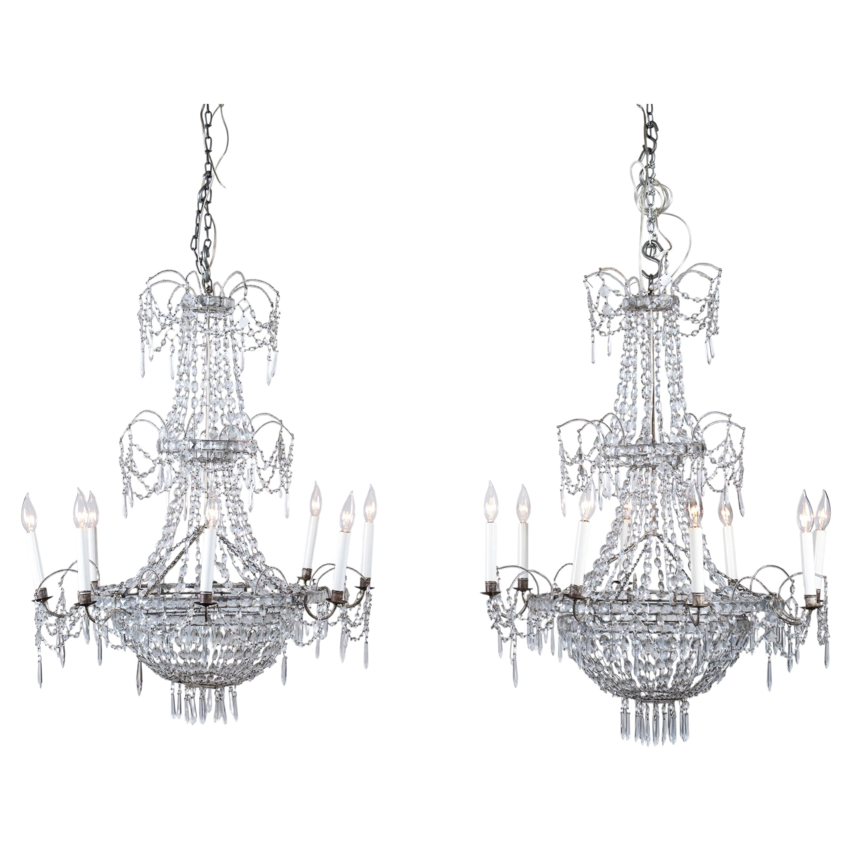 Pair of French 19th Century Chandeliers in the Directoire Style