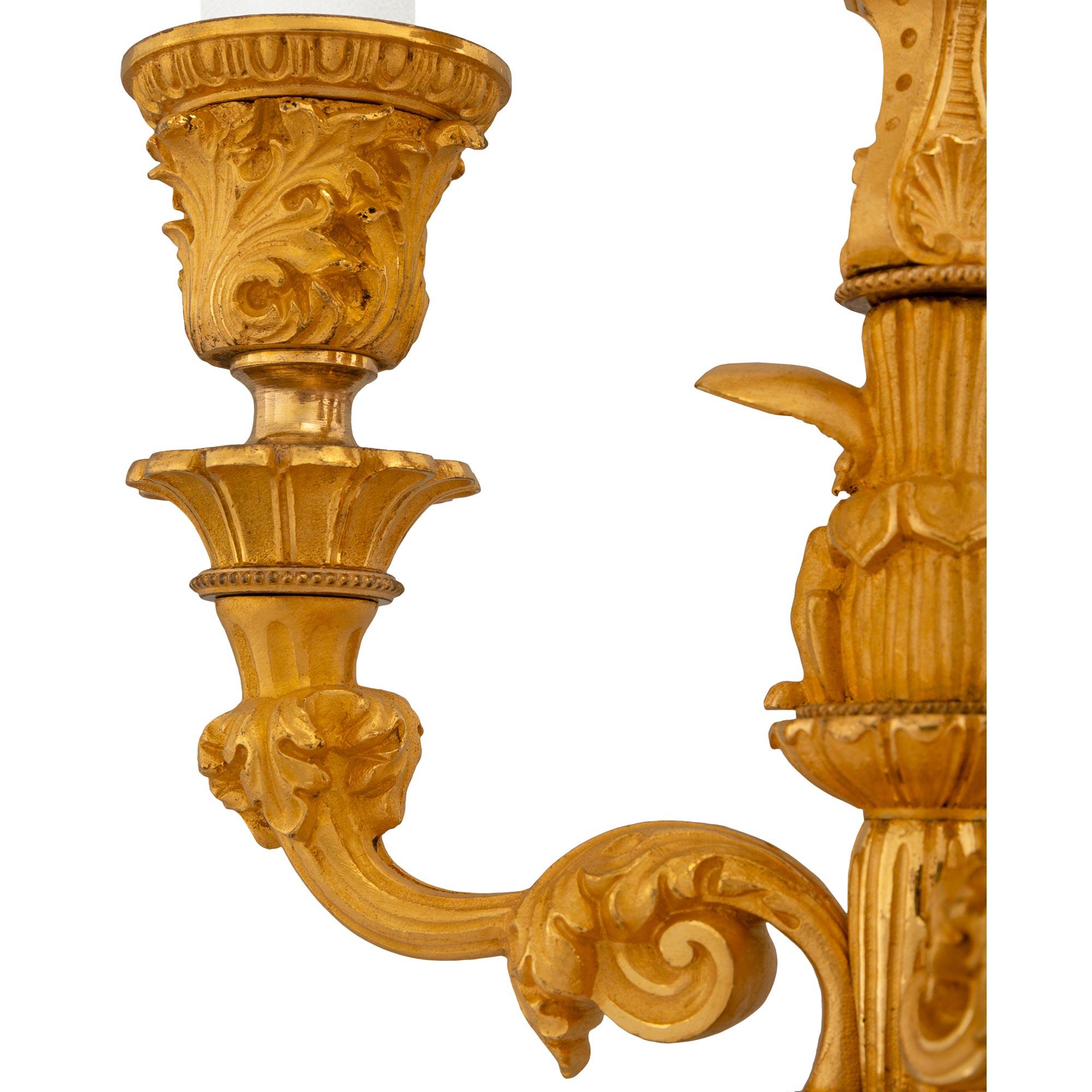 Pair of French 19th Century Charles X Ormolu Four Arm Candelabras For Sale 2