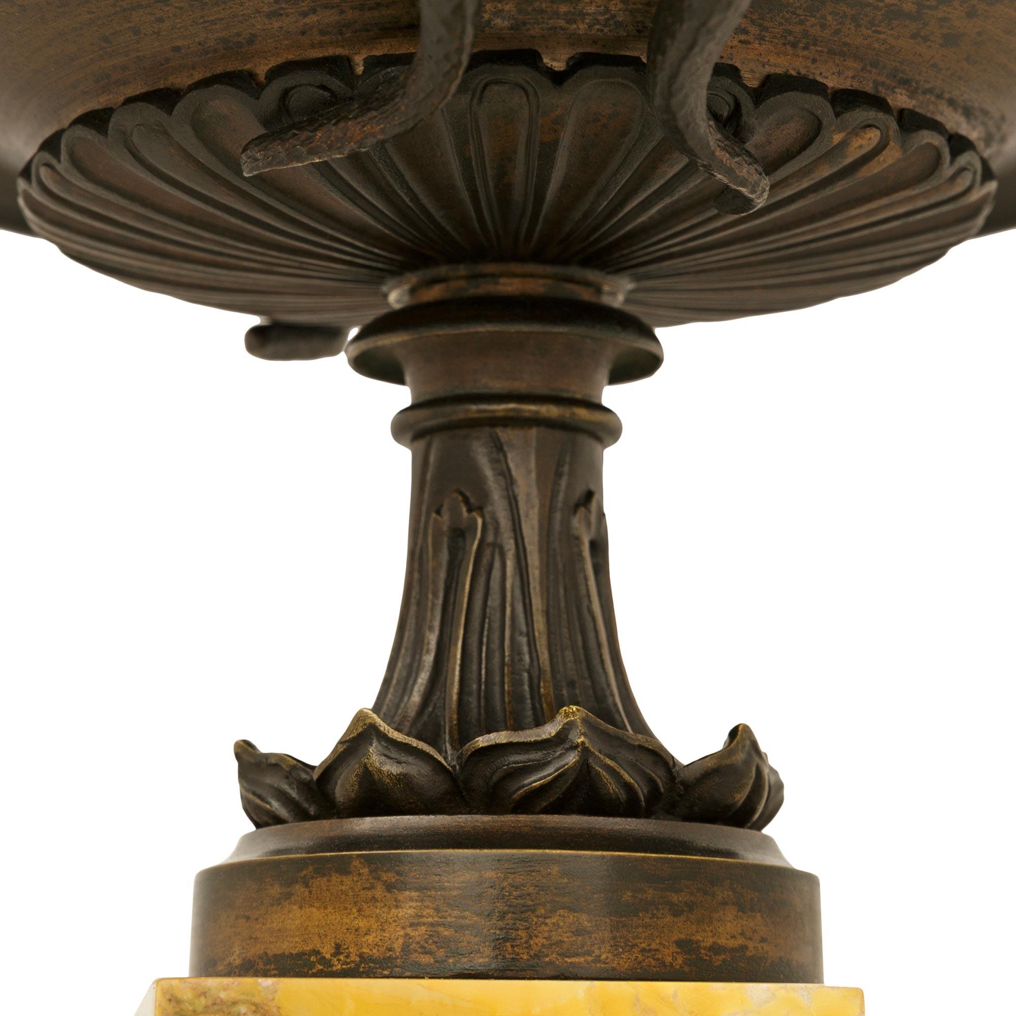 pair of French 19th century Charles X Period Bronze and Sienna marble tazzas For Sale 2