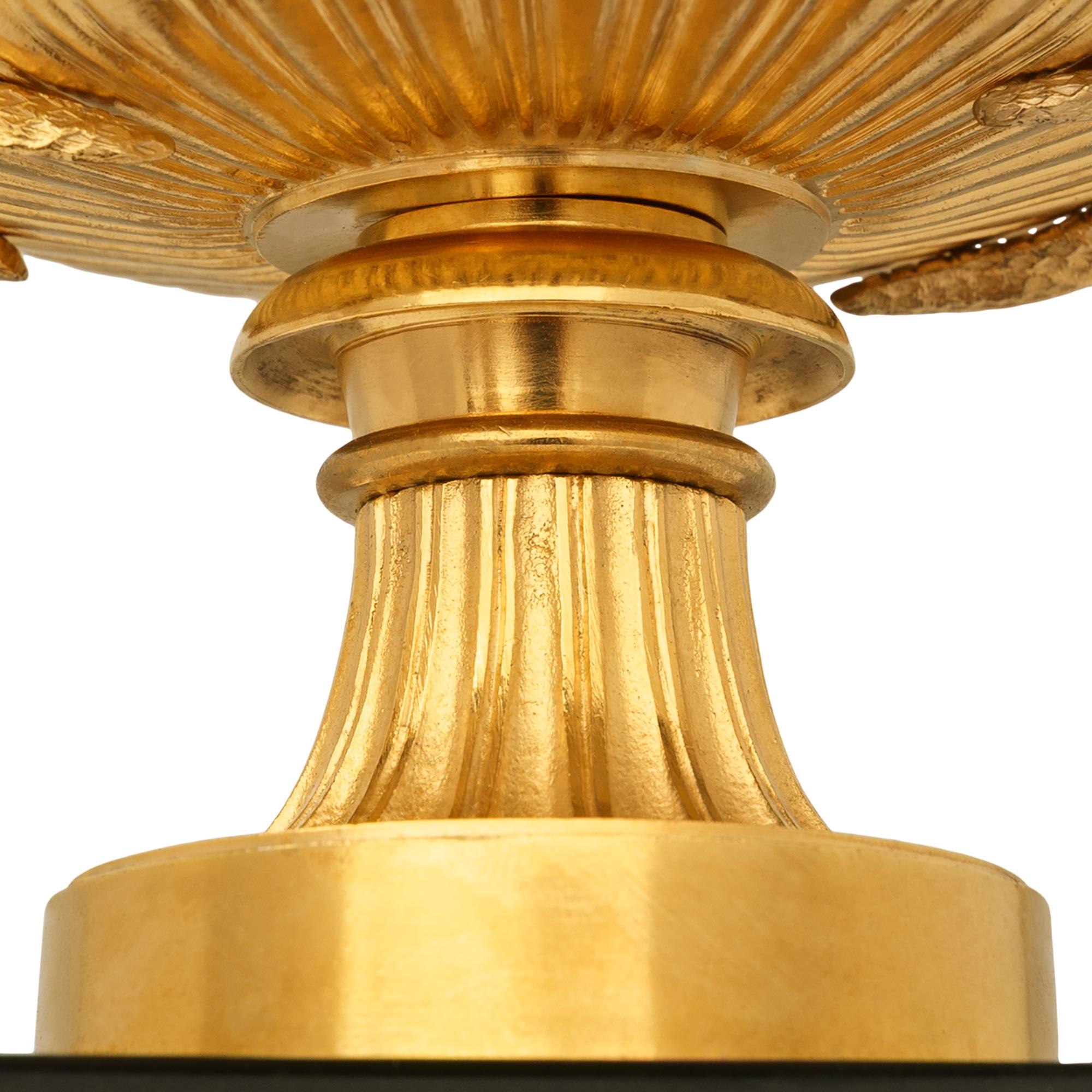 pair of French 19th century Charles X Period marble, Ormolu and Bronze tazzas For Sale 2