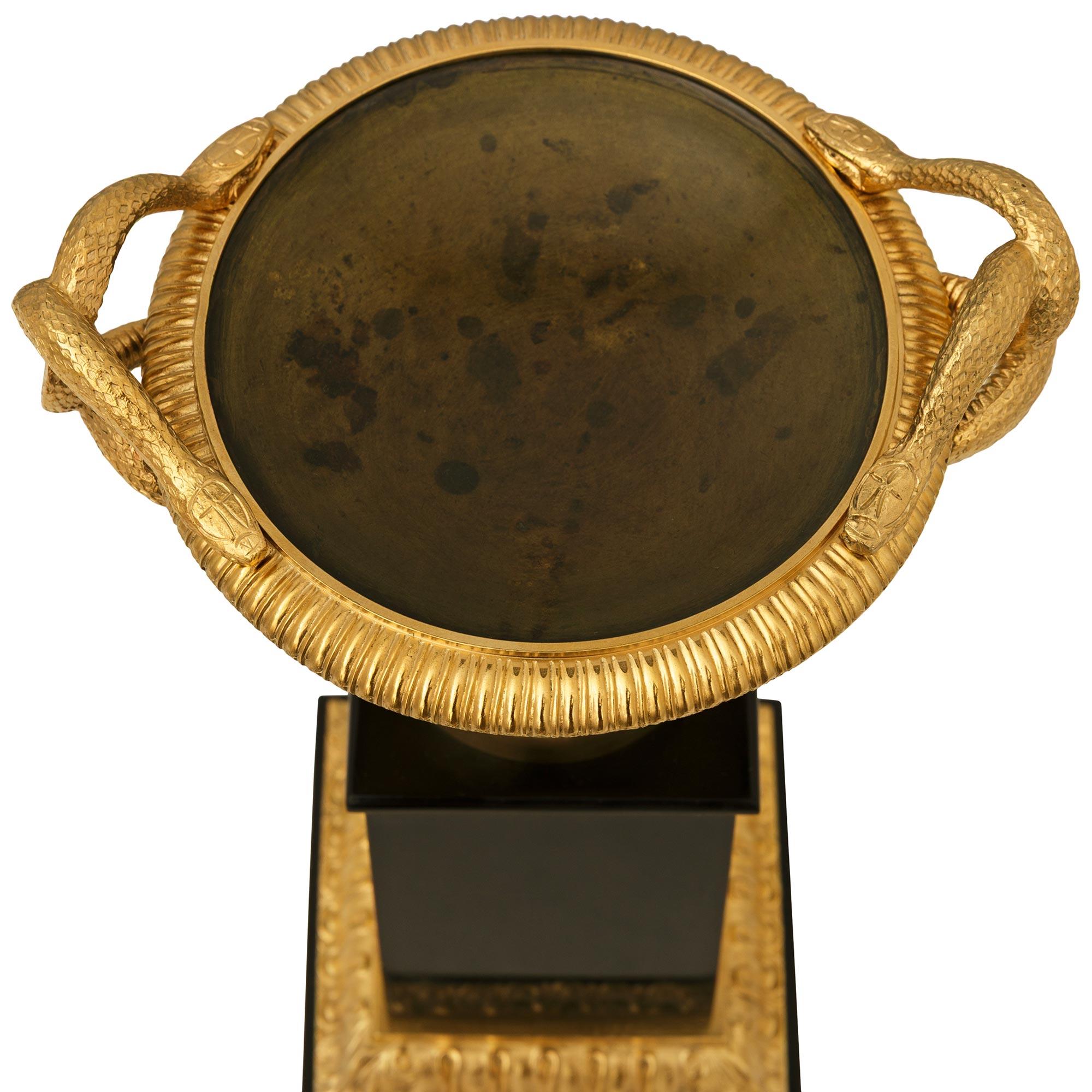 pair of French 19th century Charles X Period marble, Ormolu and Bronze tazzas For Sale 4