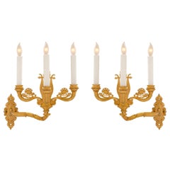 Pair of French 19th Century Charles X Period Ormolu Sconces