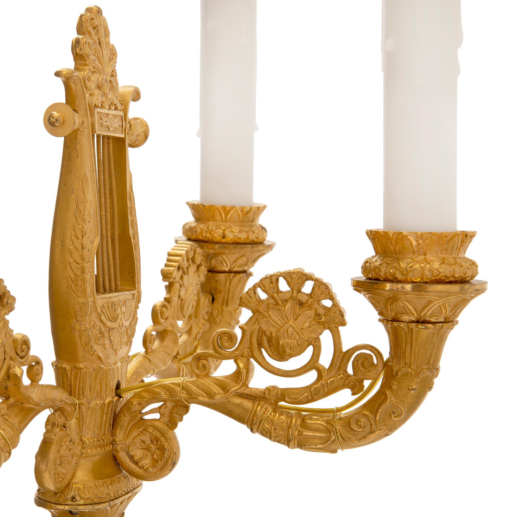 Pair of French 19th Century Charles X Period Ormolu Sconces For Sale 3