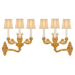 Pair of French 19th Century Charles X Period Ormolu Sconces