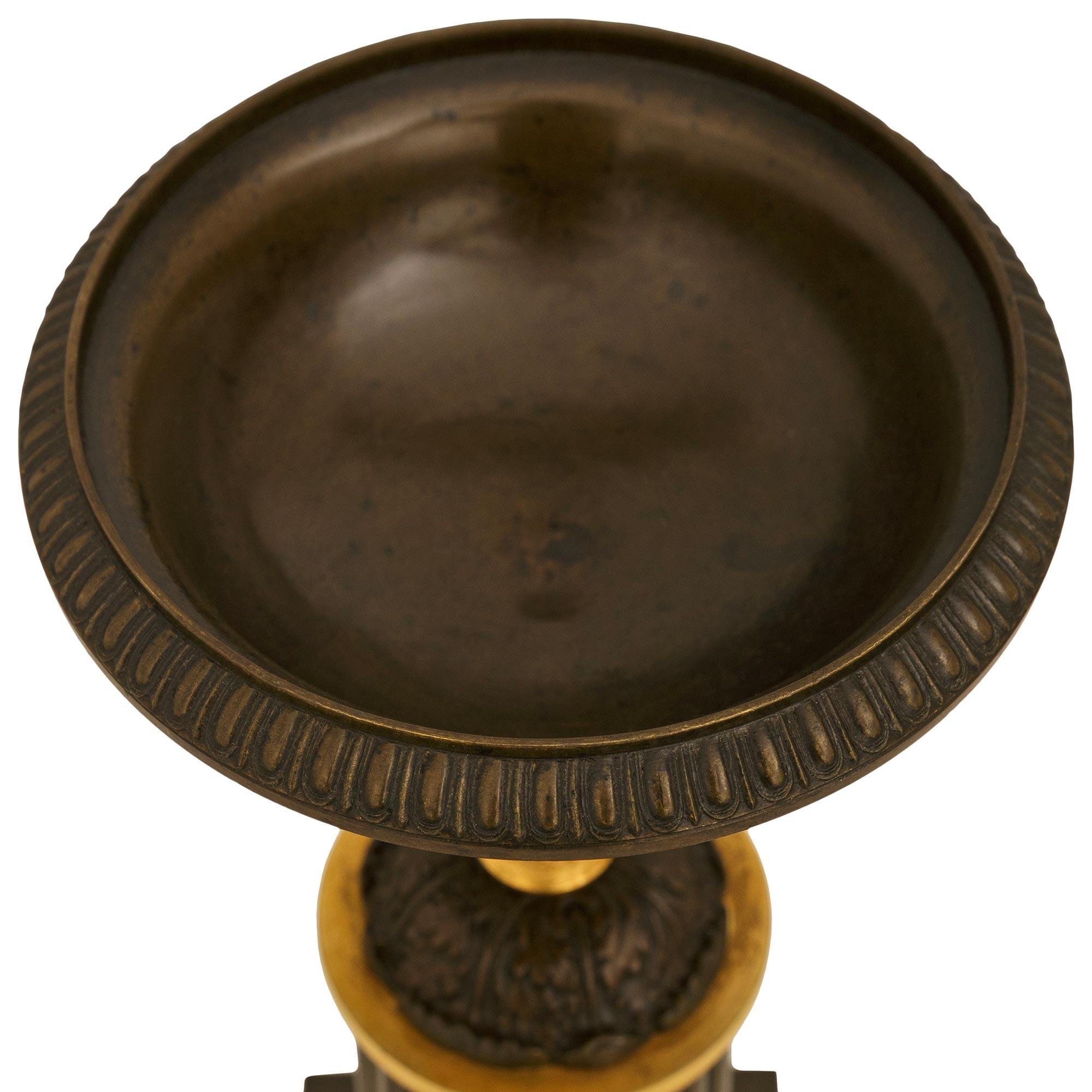 pair of French 19th century Charles X Period patinated Bronze and Ormolu tazzas For Sale 4