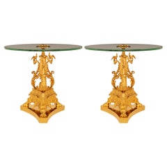 Antique pair of French 19th century Charles X st. Ormolu and Glass coffee/side tables